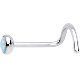 20G 7mm White 3mm Synthetic Opal Titanium Left Nose Ring Screw