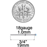 18G 3/4 Blue 2mm Synthetic Opal Titanium Fishtail Nose Ring