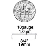 18G 3/4 White 2mm Synthetic Opal Titanium Fishtail Nose Ring