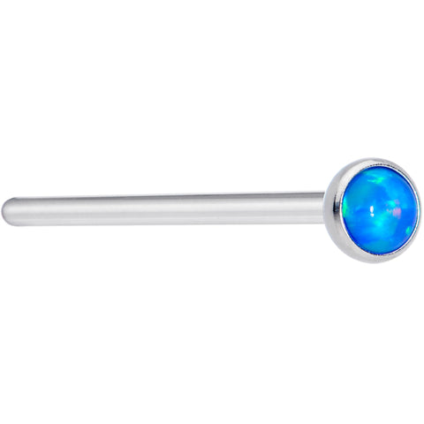 18G 3/4 Blue 3mm Synthetic Opal Titanium Fishtail Nose Ring