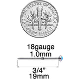 18G 3/4 Blue 3mm Synthetic Opal Titanium Fishtail Nose Ring