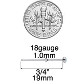 18G 3/4 White 3mm Synthetic Opal Titanium Fishtail Nose Ring