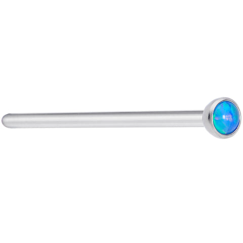 20G 3/4 Blue 2mm Synthetic Opal Titanium Fishtail Nose Ring