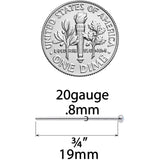 20G 3/4 White 2mm Synthetic Opal Titanium Fishtail Nose Ring