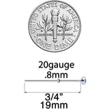 20G 3/4 Blue 3mm Synthetic Opal Titanium Fishtail Nose Ring