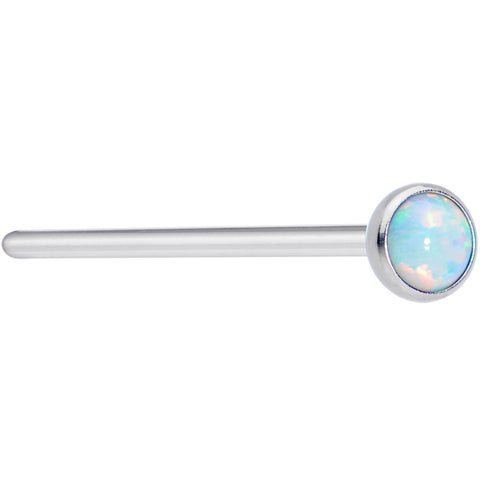 20G 3/4 White 3mm Synthetic Opal Titanium Fishtail Nose Ring