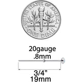 20G 3/4 White 3mm Synthetic Opal Titanium Fishtail Nose Ring