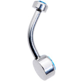 Aqua 6mm Titanium Internal Thread Belly Ring Created with Crystals