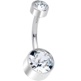 Clear 8mm Titanium Internal Thread Belly Ring Created with Crystals