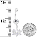 Clear CZ Gem Lotus Flower Dangle Belly Ring