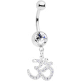Clear CZ Gem Amazing Om Dangle Belly Ring