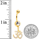 Clear CZ Gem Gold Tone Amazing Om Dangle Belly Ring