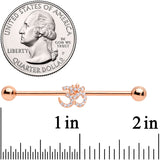 14G Clear CZ Gem Rose Gold Hue Amazing Om Industrial Barbell 38mm