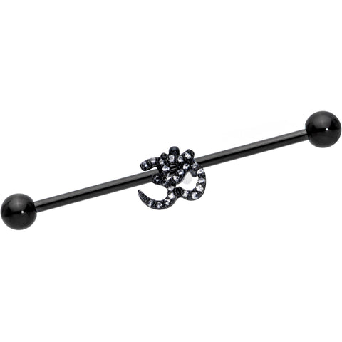 14G Clear CZ Gem Black Amazing Om Industrial Barbell 38mm