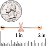 14G Clear CZ Gem Rose Gold Tone Scissors Industrial Barbell 38mm