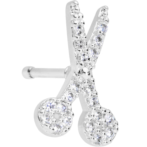 20G 1/4 Clear CZ Gem Shear Scissors Nose Bone