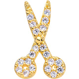 20G 1/4 Clear CZ Gem Gold Tone Shear Scissors Nose Bone