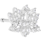 20G 1/4 Clear CZ Gem Lotus Flower Nose Bone
