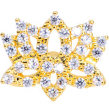 20G 1/4 Clear CZ Gem Gold Tone Lotus Flower Nose Bone