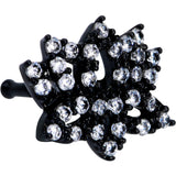 20G 1/4 Clear CZ Gem Black Lotus Flower Nose Bone