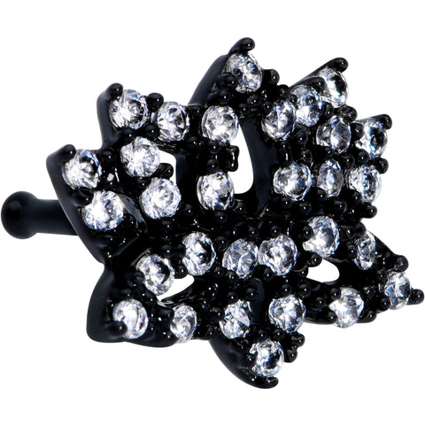 20G 1/4 Clear CZ Gem Black Lotus Flower Nose Bone