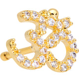 20G 1/4 Clear CZ Gem Gold Tone Amazing Om Nose Bone