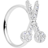 18G 3/8 Clear CZ Gem Shears Scissors Nose Hoop