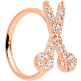 18G 3/8 Clear CZ Gem Rose Gold Tone Shears Scissors Nose Hoop