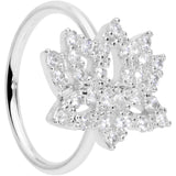 18G 3/8 Clear CZ Gem Lotus Flower Nose Hoop