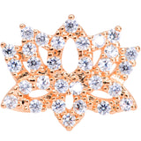 18G 3/8 Clear CZ Gem Rose Gold Tone Lotus Flower Nose Hoop