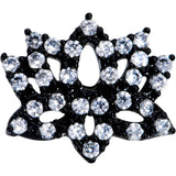 18G 3/8 Clear CZ Gem Black Lotus Flower Nose Hoop