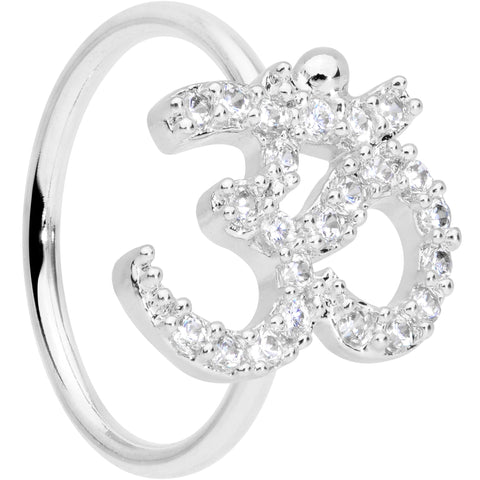 18G 3/8 Clear CZ Gem Amazing Om Nose Hoop