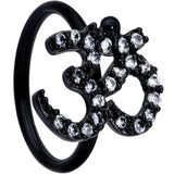 18G 3/8 Clear CZ Gem Black Amazing Om Nose Hoop