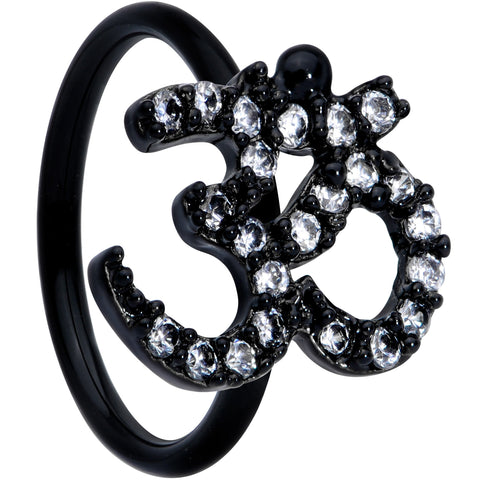 18G 3/8 Clear CZ Gem Black Amazing Om Nose Hoop