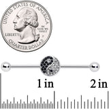 14G Clear Black Gem Yin Yang Industrial Barbell 38mm