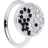 18G 3/8 Clear Black CZ Gem Yin Yang Nose Hoop