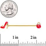 14G Clear Gem Gold Tone Purse High Heel Industrial Barbell 38mm