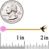 14G Clear Gem Gold Tone Bird Flower Industrial Barbell 38mm