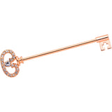 14G Clear CZ Gem Rose Gold Hue Love Key Industrial Barbell 38mm