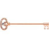 14G Clear CZ Gem Rose Gold Hue Love Key Industrial Barbell 38mm