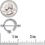 14G 5/8 Clear Gem Shooting Star Nipple Shield Set