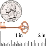 14G 9/16 Clear CZ Gem Rose Gold Tone Key Nipple Ring Set