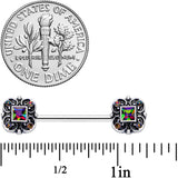 14G 9/16 Vitrail Gem Royal Seal Barbell Nipple Ring Set