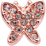 20G 7mm Clear CZ Gem Rose Gold Tone Spring Butterfly L Shape Nose Ring
