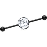 14G Black White Calavera Sugar Skull Industrial Barbell 38mm