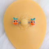 14G 5/8 Citrus Fun Orange Fruit Barbell Nipple Ring Set