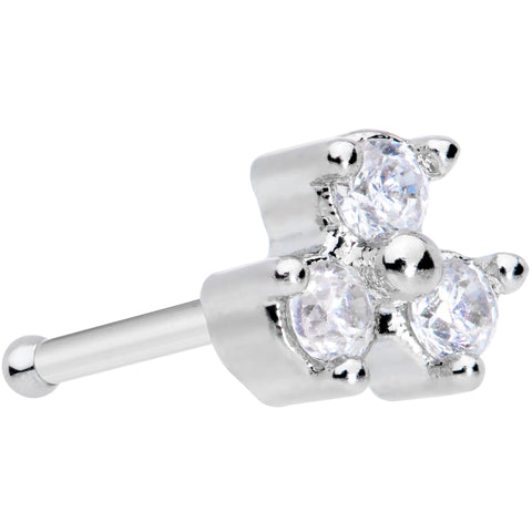 20G 5/16 Clear CZ Gem Triple Triangle Nose Bone