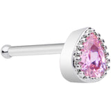 20G 1/4 Pink CZ Gem Teardrop Nose Bone