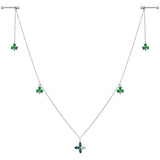 14G 9/16 Green Gem Shamrock St Patricks Day Dangle Nipple Chain
