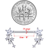 14G 5/8 Clear CZ Gem Shooting Star Barbell Nipple Ring Set